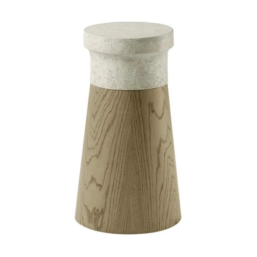 Catalina Grey Faux Stone Dune Brown Oak Accent Table - Klein