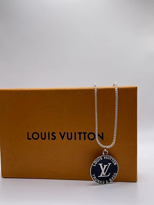Louis Vuitton sehr selten Silber + Schwarz LV Monogram Charm Necklace