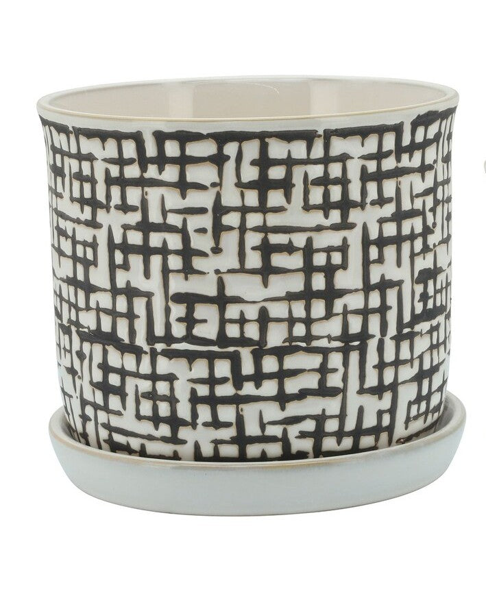 Beige und Black Mesh Planters mit Saucer8x8
