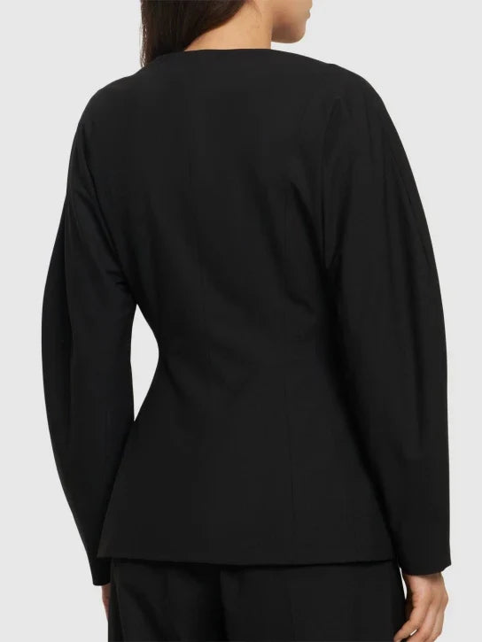 Schwarzer Drapey Melange Blazer