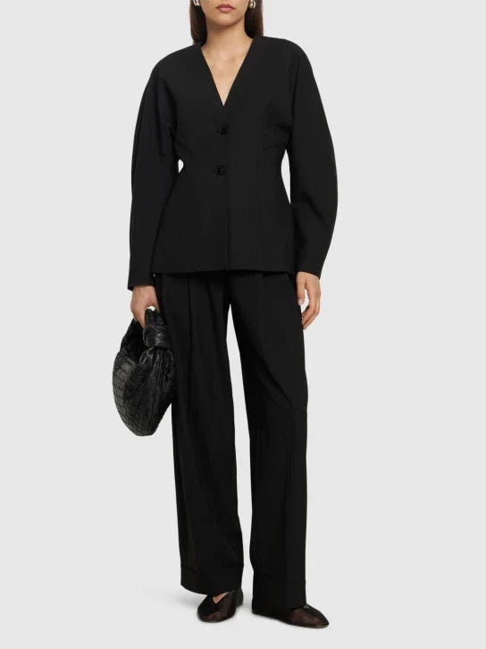 Schwarzer Drapey Melange Blazer