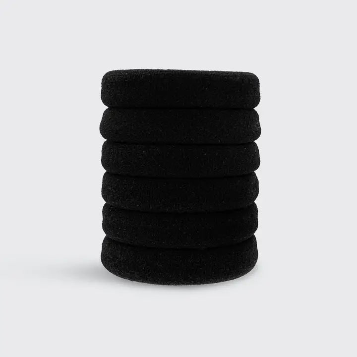 6er-Set dicke Haargummis aus recyceltem Nylon – Schwarz