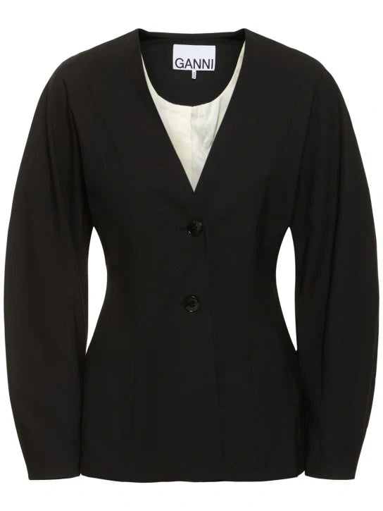 Schwarzer Drapey Melange Blazer