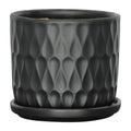 Teardrop Matte Black Planters mit Untersetzer 5x5