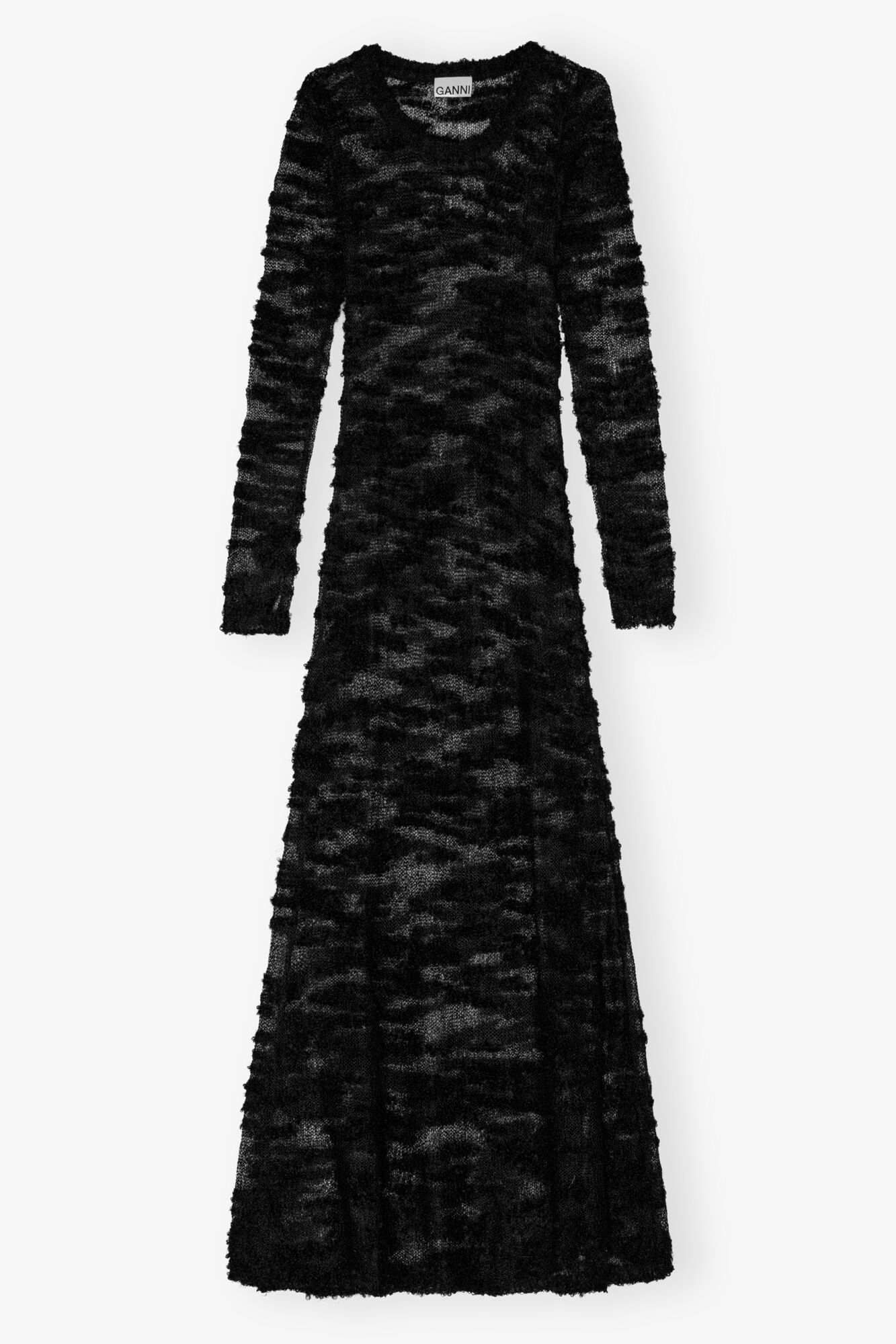 Black Boucle Maxi Kleid