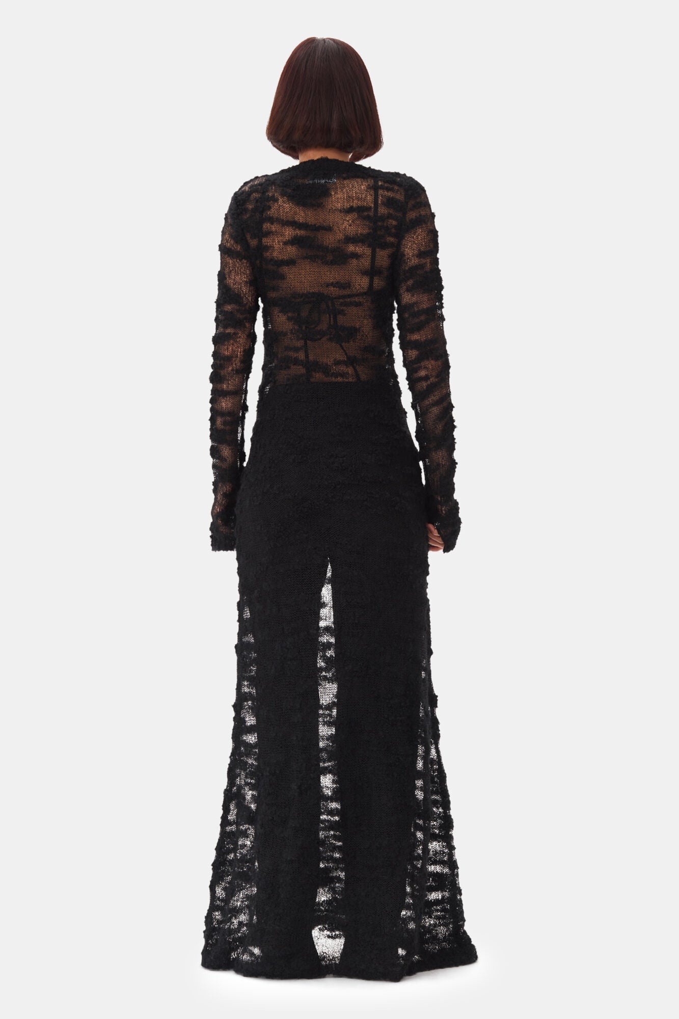 Black Boucle Maxi Kleid