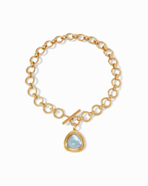Barcelona Statement Necklace - Iridescent Chalcedony Blue