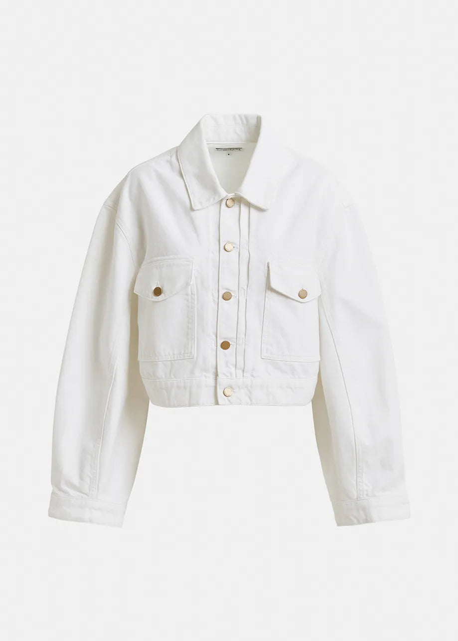 Weiß beschnittene Jeansjacke