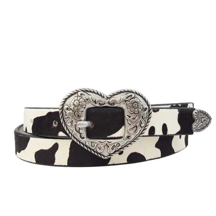 Skinny Western Belt Kuh Hide