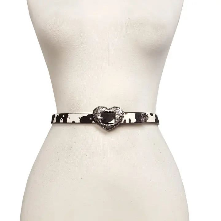 Skinny Western Belt Kuh Hide