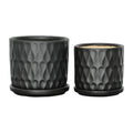 Teardrop Matte Black Planters W / Saucer 6x6