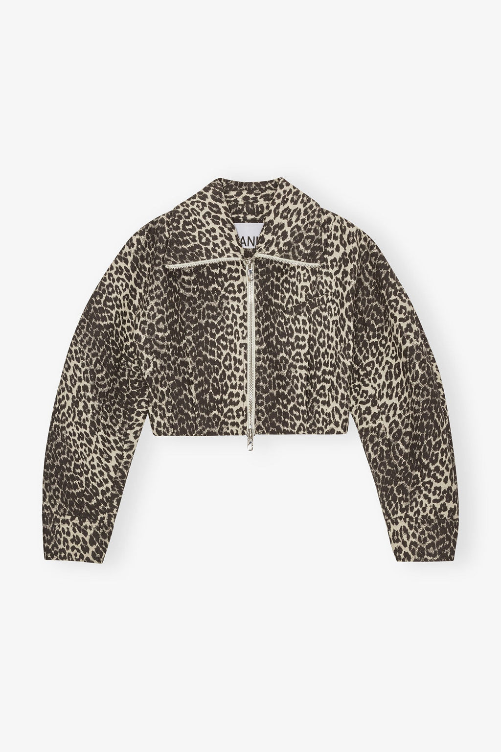 Kurze Leopardenjacke mit geschwungenen Ärmeln