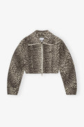 Kurze Leopardenjacke mit geschwungenen Ärmeln