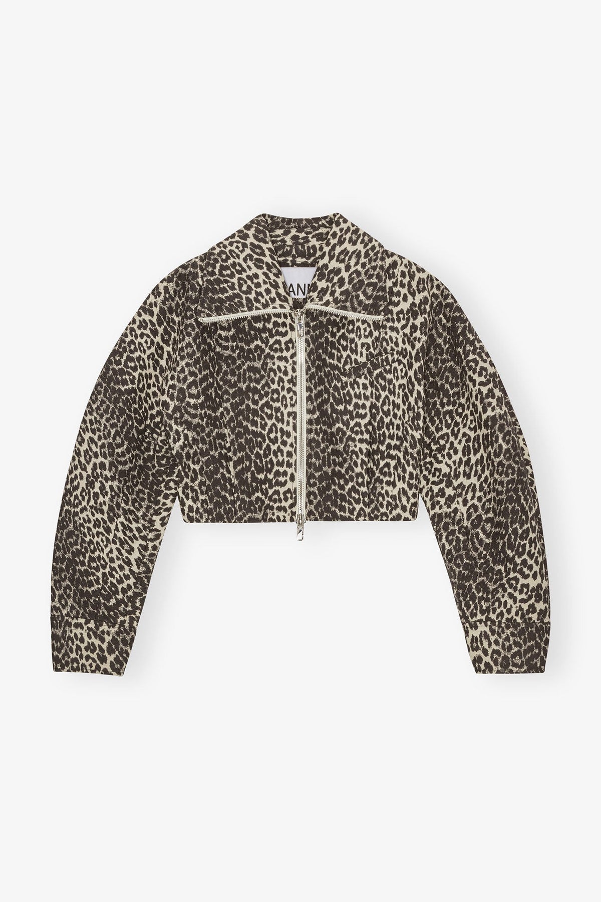 Kurze Leopardenjacke mit geschwungenen Ärmeln