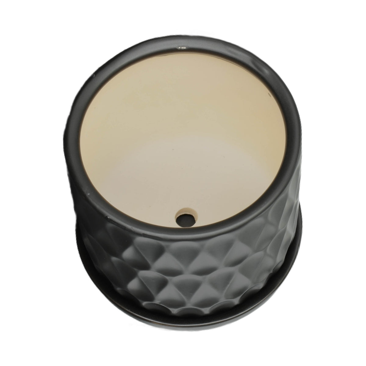 Teardrop Matte Black Planters mit Untersetzer 5x5