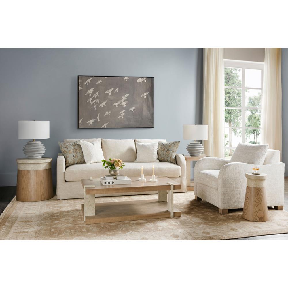 Catalina Grey Faux Stone Dune Brown Oak Accent Table - Klein