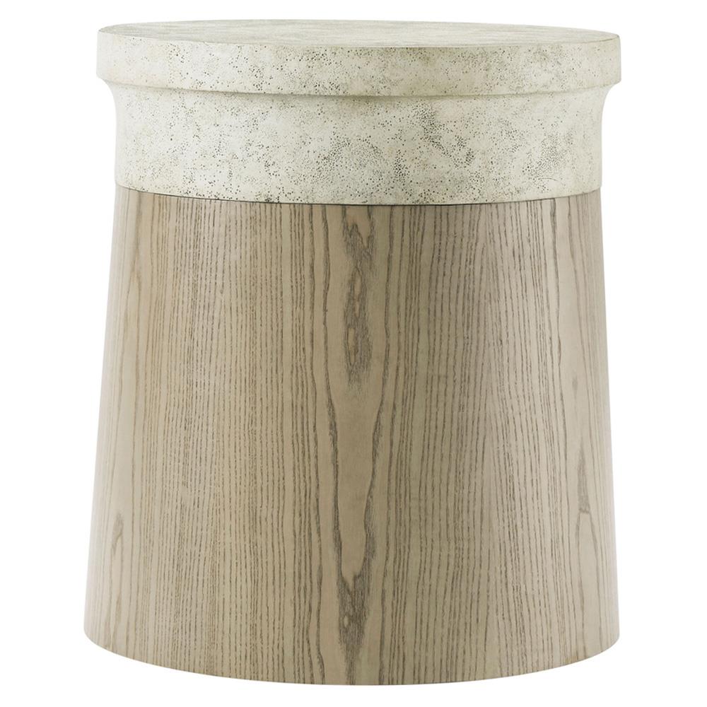 Catalina Grey Faux Stone Dune Brown Oak Accent Table - Groß